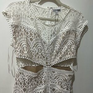 Fashion Nova White Sheath Maxi Dress with Cap Sleeves